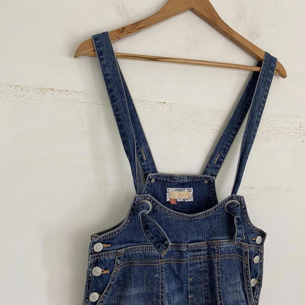 PILCRO ANTHROPOLOGIE dark wash denim shortalls sz 26 - Picture 3 of 7